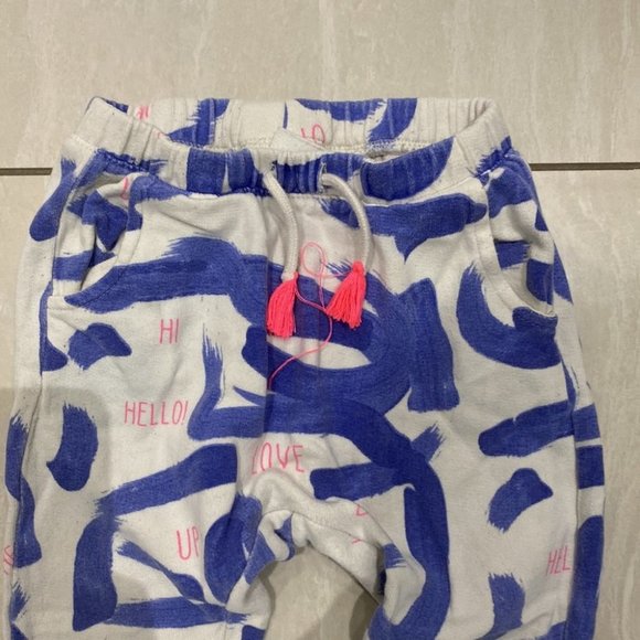 Zara Girl Toddler White with blue and pink details Joggers Size 18-24M - Picture 2 of 5